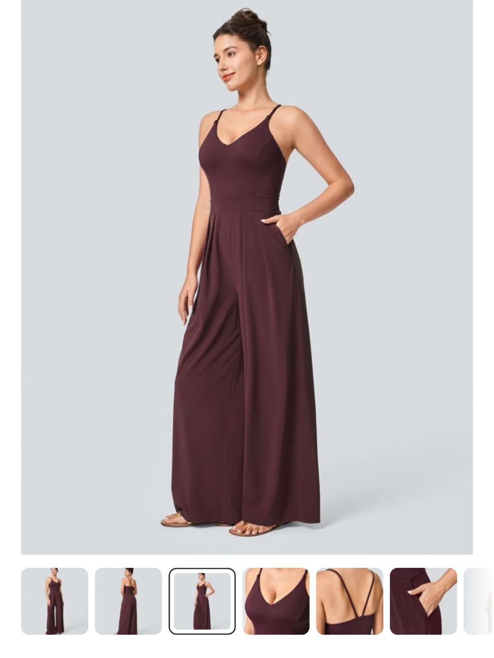 Halara Sleeveless Wide-Leg Jumpsuit in Deep Plum